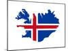 Illustration Of The Iceland Flag On Map Of Country; Isolated On White Background-Speedfighter-Mounted Art Print