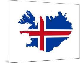 Illustration Of The Iceland Flag On Map Of Country; Isolated On White Background-Speedfighter-Mounted Art Print