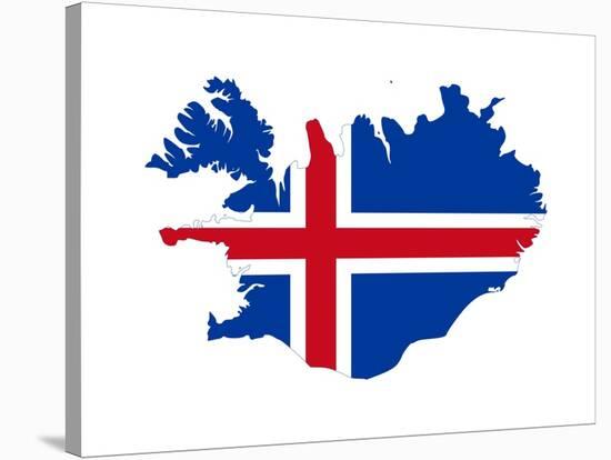 Illustration Of The Iceland Flag On Map Of Country; Isolated On White Background-Speedfighter-Stretched Canvas