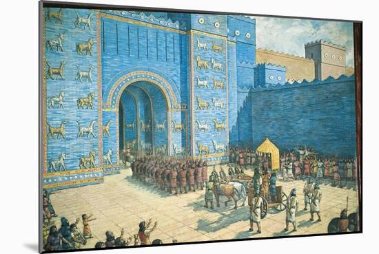 Illustration of the Ishtar Gate in Ancient Babylon-null-Mounted Giclee Print