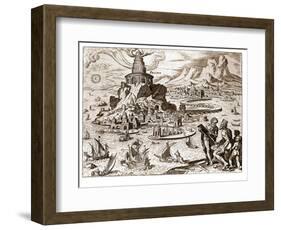 Illustration of the Pharos of Alexandria, Lighthouse, One of the Seven Wonders of the Ancient World-null-Framed Photographic Print