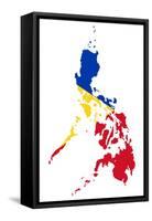 Illustration Of The Philippines Flag On Map Of Country; Isolated On White Background-Speedfighter-Framed Stretched Canvas