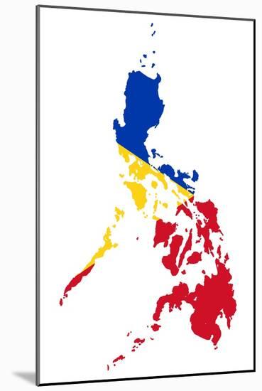 Illustration Of The Philippines Flag On Map Of Country; Isolated On White Background-Speedfighter-Mounted Art Print