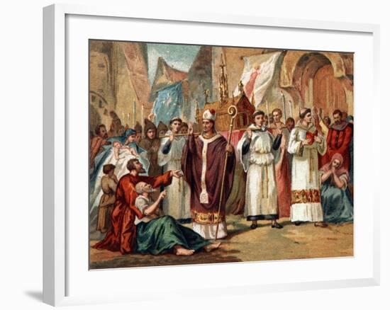 Illustration of the Relics of Saint Genevieve Carried through the Streets of Paris-Stefano Bianchetti-Framed Giclee Print