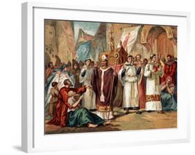 Illustration of the Relics of Saint Genevieve Carried through the Streets of Paris-Stefano Bianchetti-Framed Giclee Print