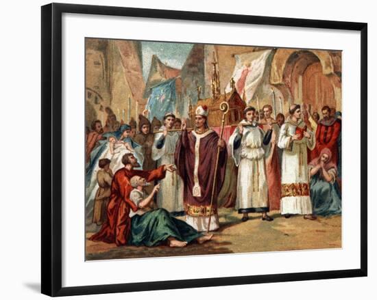 Illustration of the Relics of Saint Genevieve Carried through the Streets of Paris-Stefano Bianchetti-Framed Giclee Print