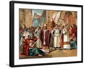 Illustration of the Relics of Saint Genevieve Carried through the Streets of Paris-Stefano Bianchetti-Framed Giclee Print