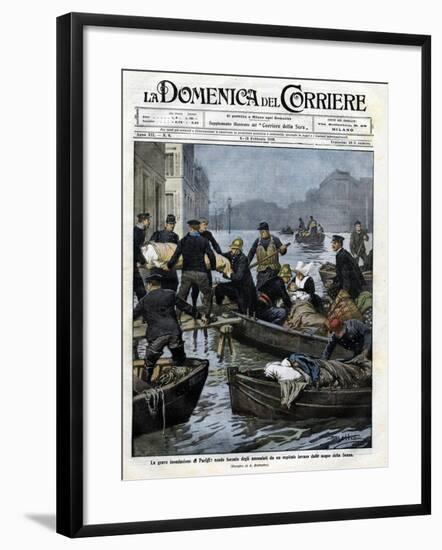 Illustration of the Rescue of Invalids during a Paris Flood-Stefano Bianchetti-Framed Giclee Print