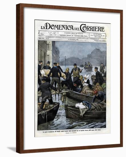 Illustration of the Rescue of Invalids during a Paris Flood-Stefano Bianchetti-Framed Giclee Print