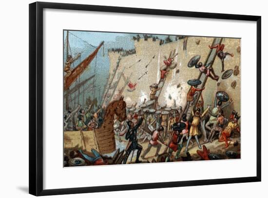 Illustration of the Siege of Paris by Normans-Stefano Bianchetti-Framed Giclee Print
