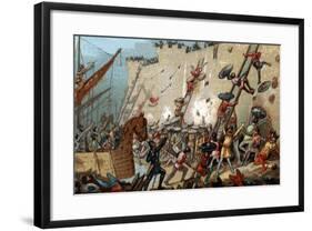 Illustration of the Siege of Paris by Normans-Stefano Bianchetti-Framed Giclee Print