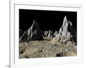 Illustration of the Surface of the Massive Asgard Impact Basin on Jupiter's Moon, Callisto-Stocktrek Images-Framed Photographic Print