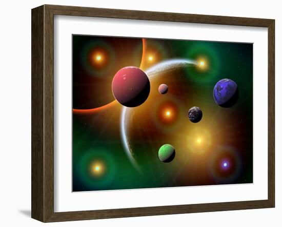 Illustration of the Variations of Stars and Planets in the Milky Way Galaxy-Stocktrek Images-Framed Photographic Print