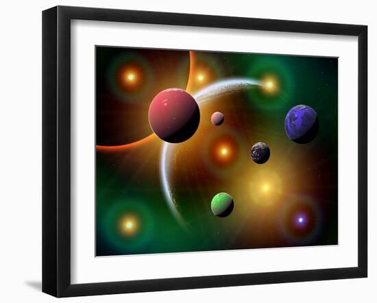 Illustration of the Variations of Stars and Planets in the Milky Way Galaxy-Stocktrek Images-Framed Photographic Print