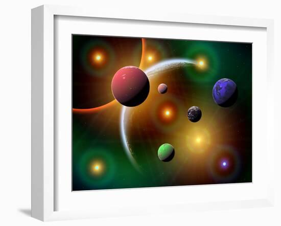 Illustration of the Variations of Stars and Planets in the Milky Way Galaxy-Stocktrek Images-Framed Photographic Print