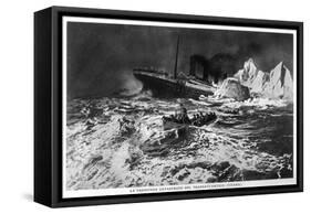 Illustration of the Wreck and Survivors in Lifeboat-null-Framed Stretched Canvas