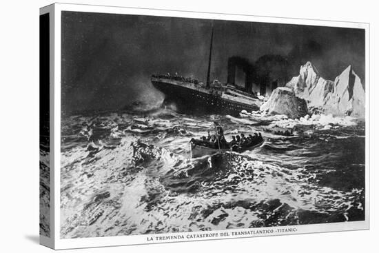 Illustration of the Wreck and Survivors in Lifeboat-null-Stretched Canvas