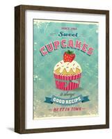 Illustration Of Vintage Cupcakes Sign-Catherinecml-Framed Art Print