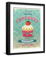 Illustration Of Vintage Cupcakes Sign-Catherinecml-Framed Art Print