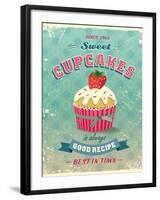 Illustration Of Vintage Cupcakes Sign-Catherinecml-Framed Art Print