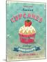 Illustration Of Vintage Cupcakes Sign-Catherinecml-Mounted Art Print