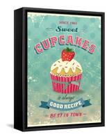 Illustration Of Vintage Cupcakes Sign-Catherinecml-Framed Stretched Canvas