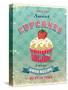 Illustration Of Vintage Cupcakes Sign-Catherinecml-Stretched Canvas