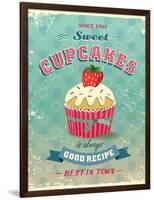 Illustration Of Vintage Cupcakes Sign-Catherinecml-Framed Art Print