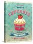 Illustration Of Vintage Cupcakes Sign-Catherinecml-Stretched Canvas