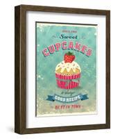 Illustration Of Vintage Cupcakes Sign-Catherinecml-Framed Art Print