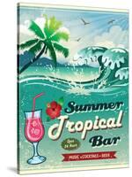 Illustration Of Vintage Seaside Tropical Bar Sign-Catherinecml-Stretched Canvas