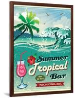 Illustration Of Vintage Seaside Tropical Bar Sign-Catherinecml-Framed Art Print