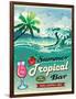 Illustration Of Vintage Seaside Tropical Bar Sign-Catherinecml-Framed Art Print