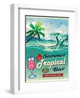 Illustration Of Vintage Seaside Tropical Bar Sign-Catherinecml-Framed Art Print