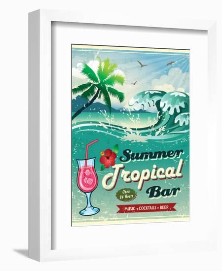 Illustration Of Vintage Seaside Tropical Bar Sign-Catherinecml-Framed Art Print