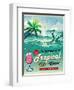 Illustration Of Vintage Seaside Tropical Bar Sign-Catherinecml-Framed Art Print