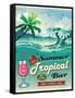 Illustration Of Vintage Seaside Tropical Bar Sign-Catherinecml-Framed Stretched Canvas