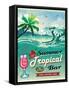 Illustration Of Vintage Seaside Tropical Bar Sign-Catherinecml-Framed Stretched Canvas