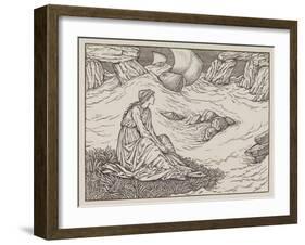 Illustration of woman by the sea-Edward Burne-Jones-Framed Art Print