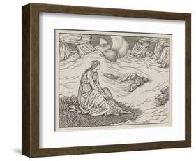 Illustration of woman by the sea-Edward Burne-Jones-Framed Art Print