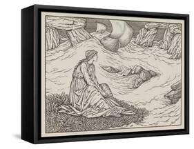 Illustration of woman by the sea-Edward Burne-Jones-Framed Stretched Canvas