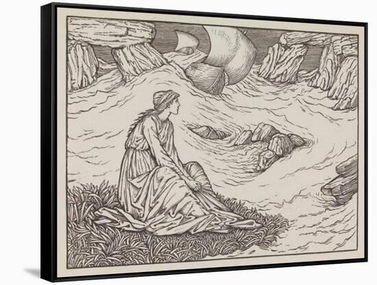 Illustration of woman by the sea-Edward Burne-Jones-Framed Stretched Canvas