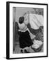 Illustration of Woman Hanging Up Clothes to Dry on Clothes Line-null-Framed Photographic Print