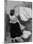 Illustration of Woman Hanging Up Clothes to Dry on Clothes Line-null-Mounted Photographic Print