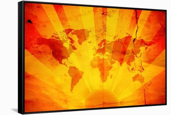Illustration Old Map With Sunrise-memorialphoto-Framed Stretched Canvas