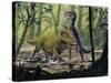 Illustration Representing Dinosaures in Prehistoric Landscape-null-Stretched Canvas