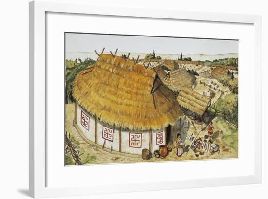 Illustration Representing Reconstruction of Dwelling Hut-null-Framed Giclee Print