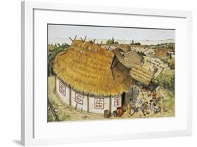 Illustration Representing Reconstruction of Dwelling Hut-null-Framed Giclee Print