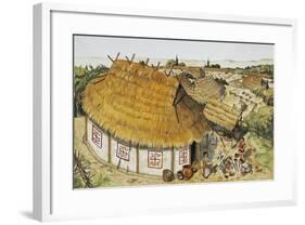 Illustration Representing Reconstruction of Dwelling Hut-null-Framed Giclee Print