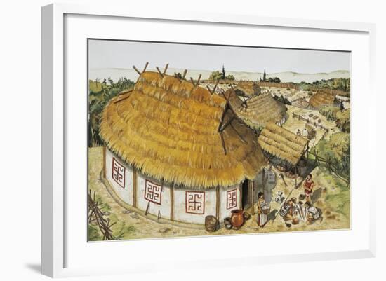 Illustration Representing Reconstruction of Dwelling Hut-null-Framed Giclee Print